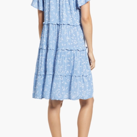 Women's Floral Flutter Sleeve Dress - Picture 3 of 8